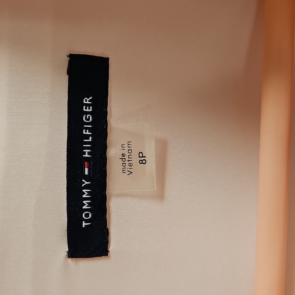 TOMMY HILFIGER Powder Pink Mock Neck Zip Front Scuba Sheath Dress Size 8P - Picture 5 of 16